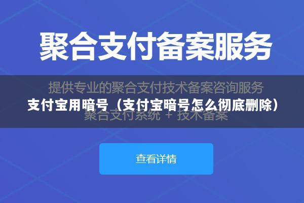 支付宝用暗号(支付宝暗号怎么彻底删除)