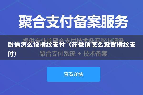 微信怎么设指纹支付(在微信怎么设置指纹支付)