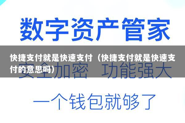 快捷支付就是快速支付(快捷支付就是快速支付的意思吗)