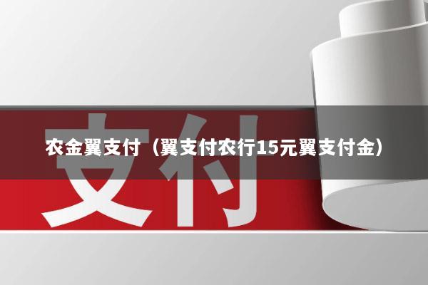 农金翼支付(翼支付农行15元翼支付金)