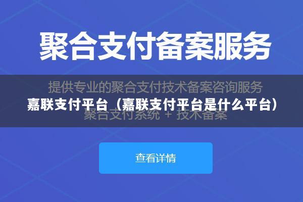 嘉联支付平台(嘉联支付平台是什么平台)